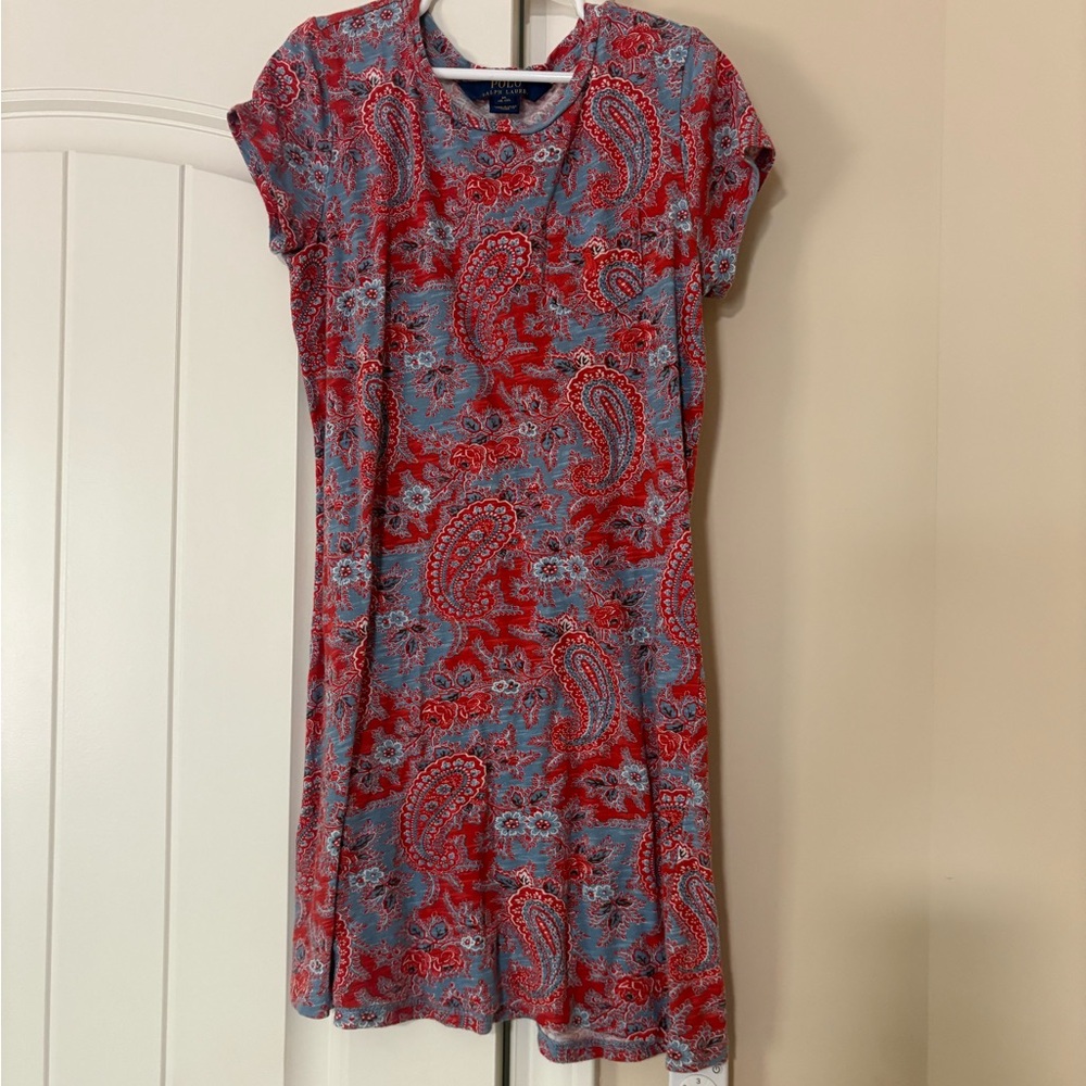 Paisley Print Red and Blue Dress